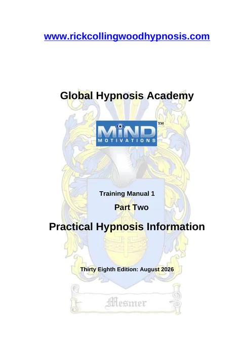 Cover of Global Hypnosis Academy Training Manual 1 Part Two, Practical Hypnosis Information
