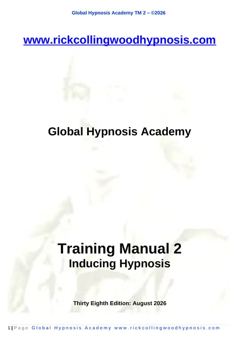 Cover of Global Hypnosis Academy Training Manual 2, Inducing Hypnosis