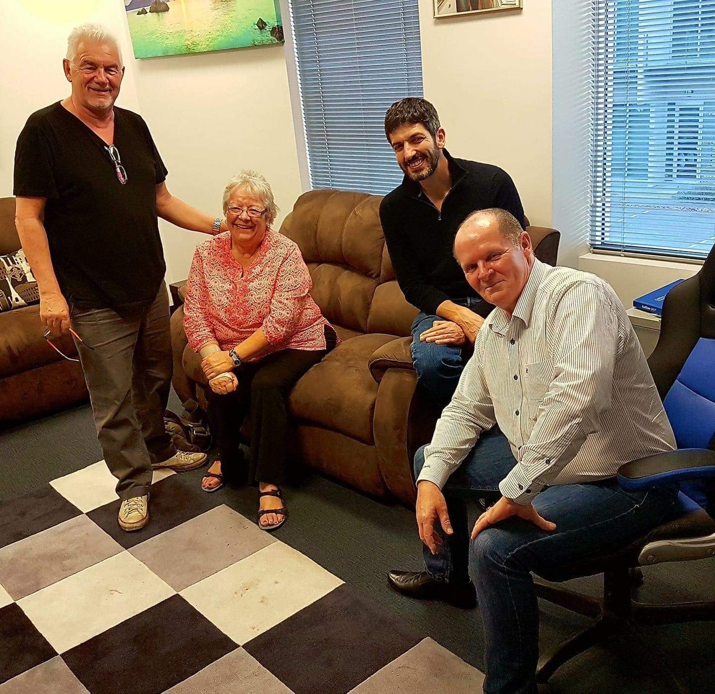 Rick Collingwood with Bob Burns, Beryl Comar and Felix Economakis.