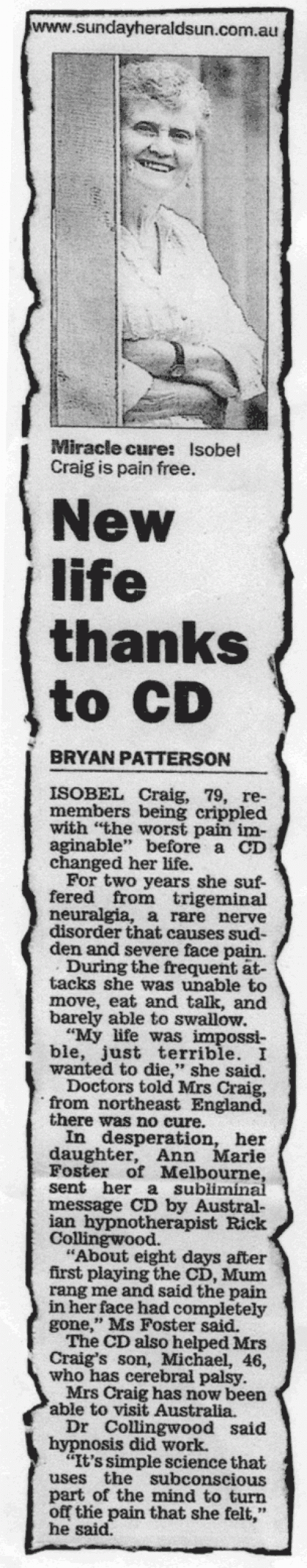 Hypnosis CDs featured in Herald Sun