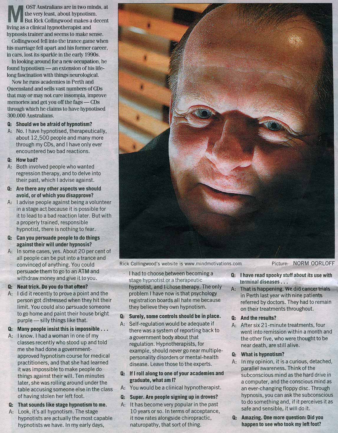 Rick Collingwood Herald Sun Article