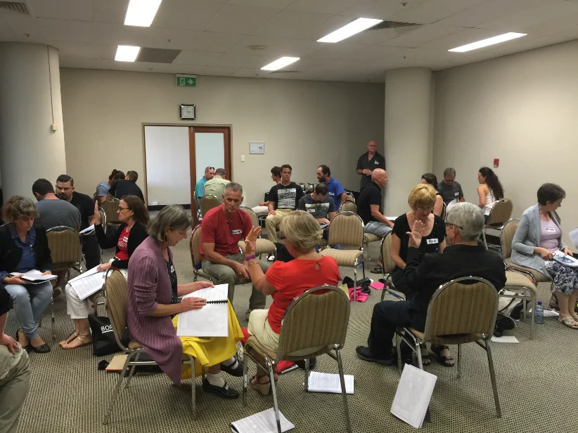 Students working in pairs during a Global Hypnosis Academy in-class training